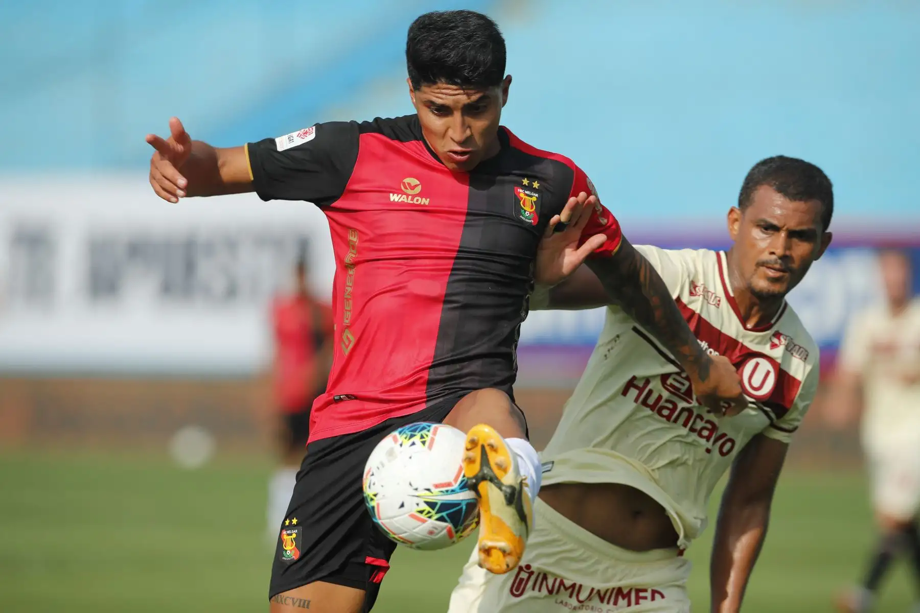 Partido de fútbol entre Universitario y  Melgar de Arequipa por el Grupo A de la Liga 1, de la fecha 1 jugado en el estadio Alberto Gallardo. 
Foto: Liga 1