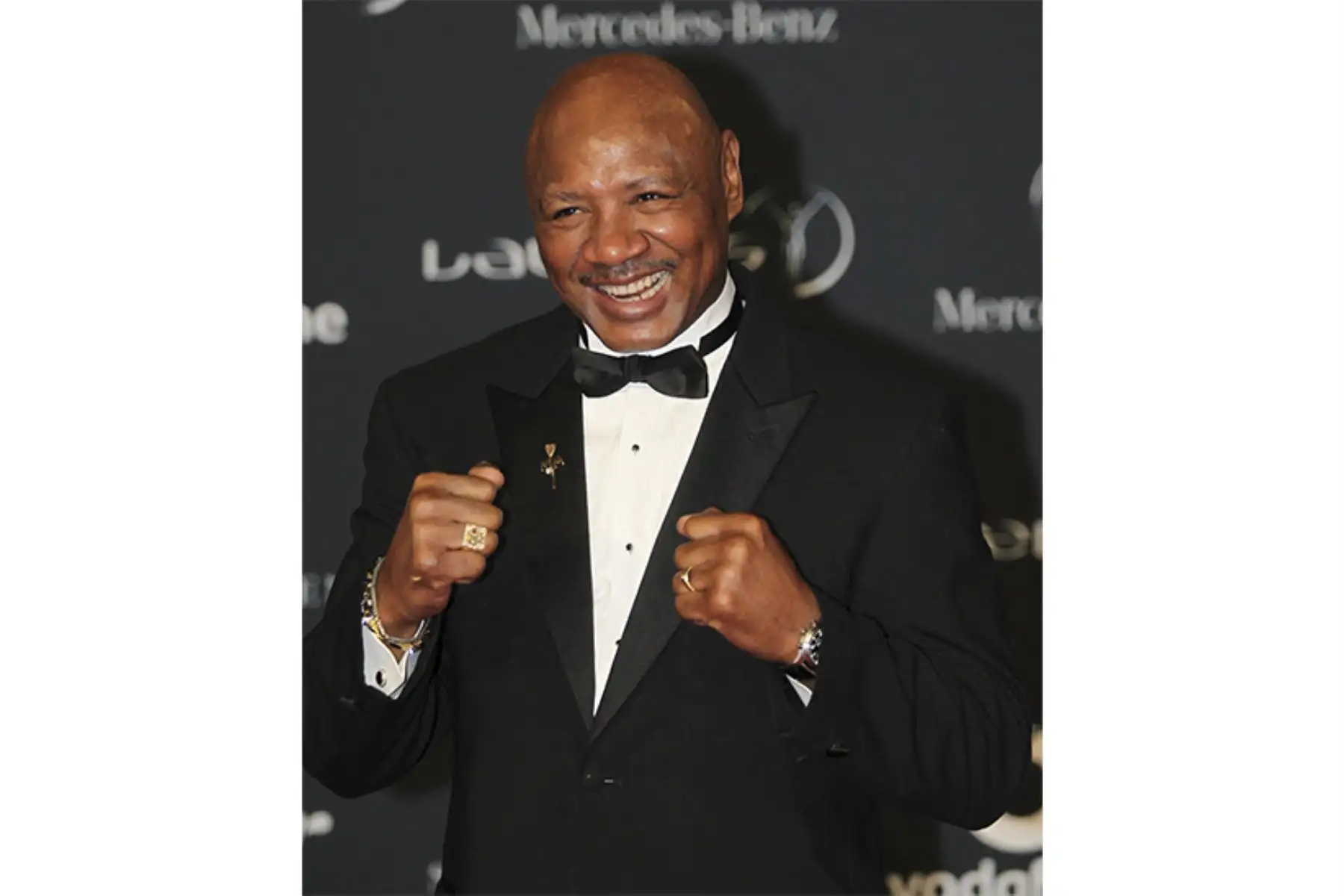 El ex campeón de boxeo estadounidense Marvin Hagler asiste a la ceremonia de los Laureus World Sports Awards en Abu Dhabi Decenas de celebridades del deporte y de Hollywood llegaron a la capital de los Emiratos Árabes Unidos.
Foto:AFP