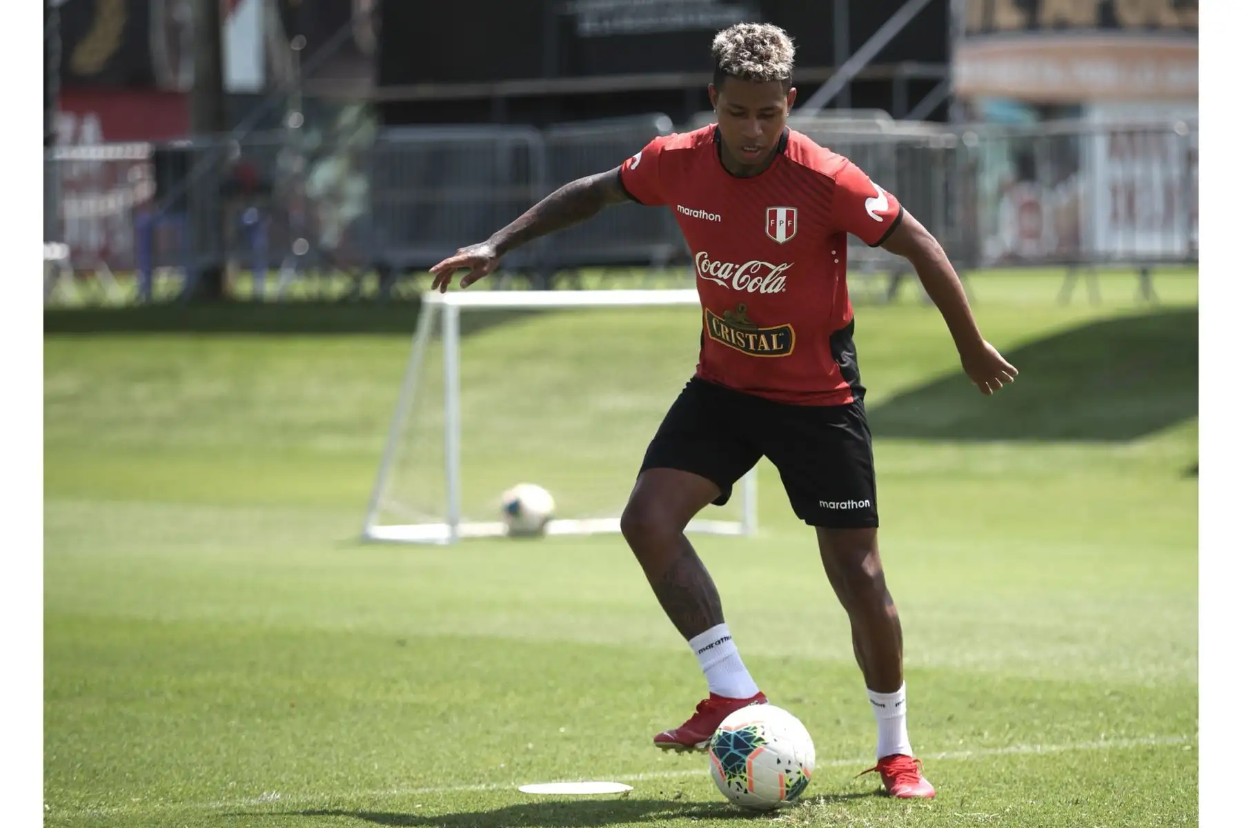 Jugadores de la Selección Peruana realizan trabajos de preparación en las instalaciones de la Videna FPF. Foto: FPF