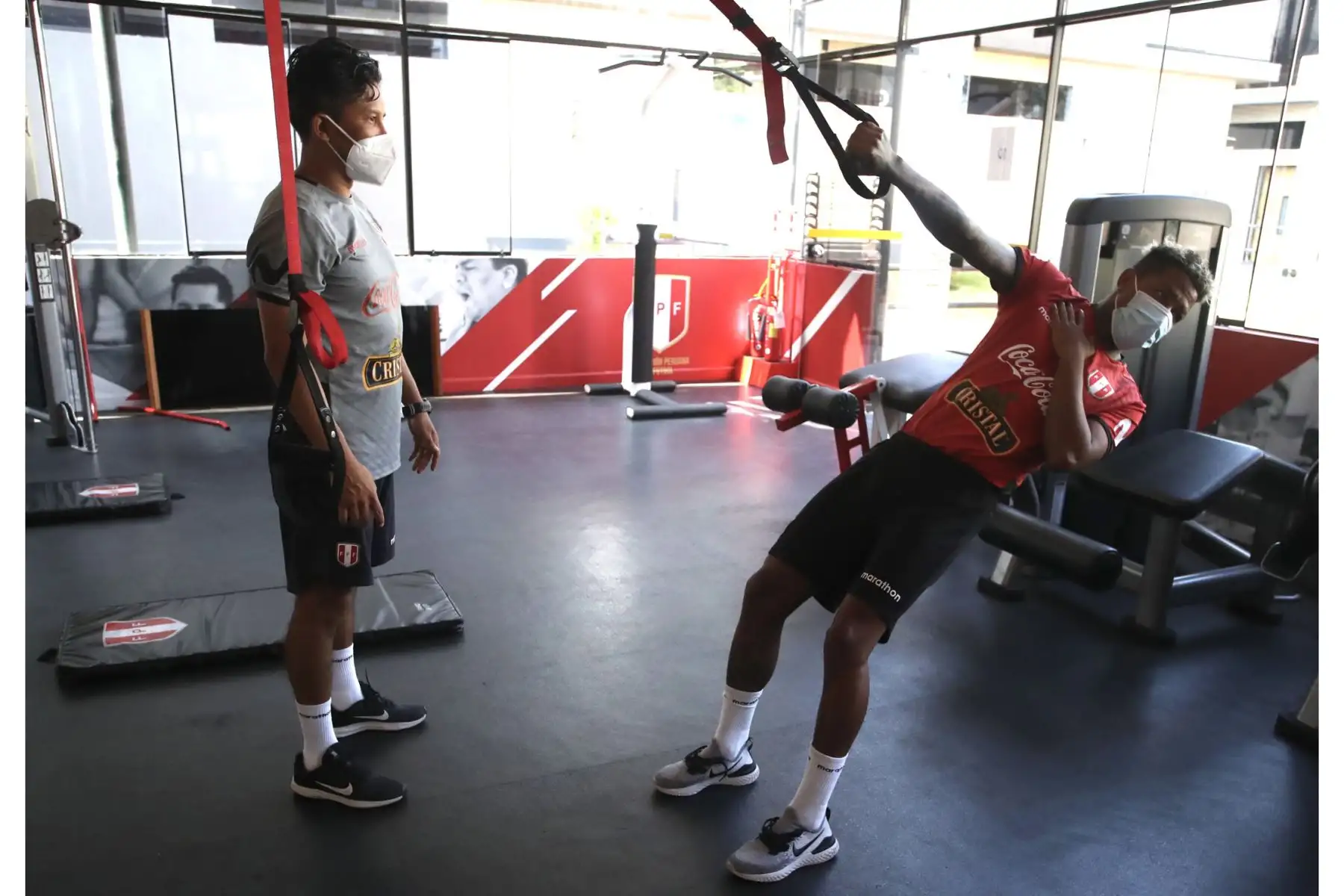 Jugadores de la Selección Peruana realizan trabajos de preparación en las instalaciones de la Videna FPF. Foto: FPF