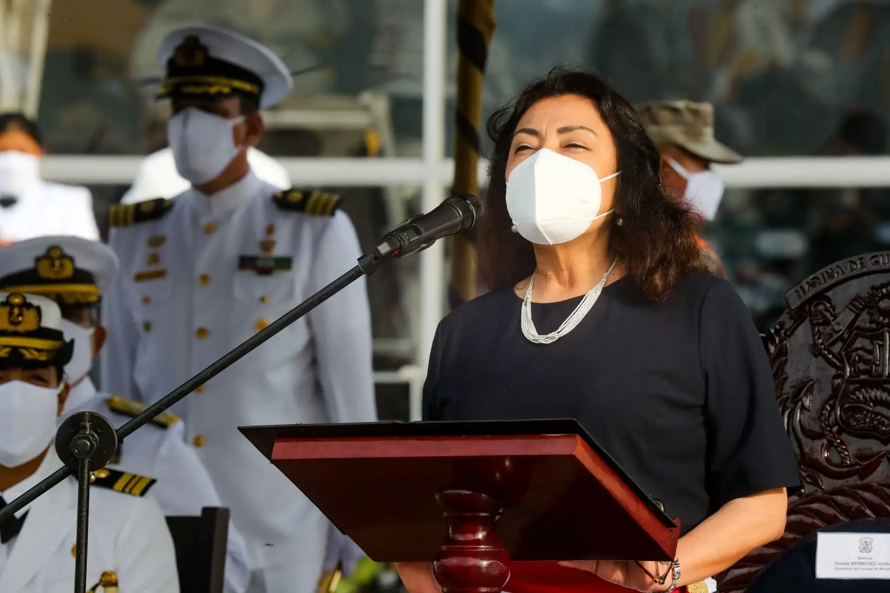 La Presidenta del Consejo de Ministros, Violeta Bermúdez, junto a la Ministra de Defensa, Nuria Esparch asisten a la conmemoración del Bicentenario de la Fuerza de Superficie de la Marina de Guerra. Asimismo se incorporaron dos patrulleras a la Fuerza Naval. Foto: ANDINA/PCM