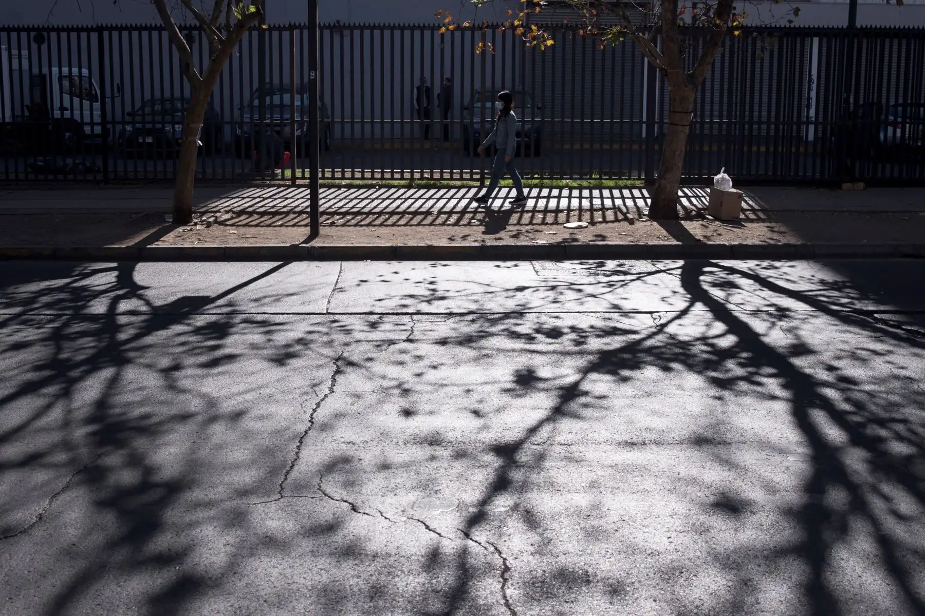 Una mujer con tapabocas es vista mientras camina en Santiago (Chile). Foto: EFE