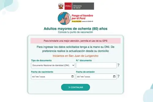Portal "Pongo el hombre" ya está operativo para los adultos mayores de 80 años de San Juan de Lurigancho. Foto: ANDINA/Minsa