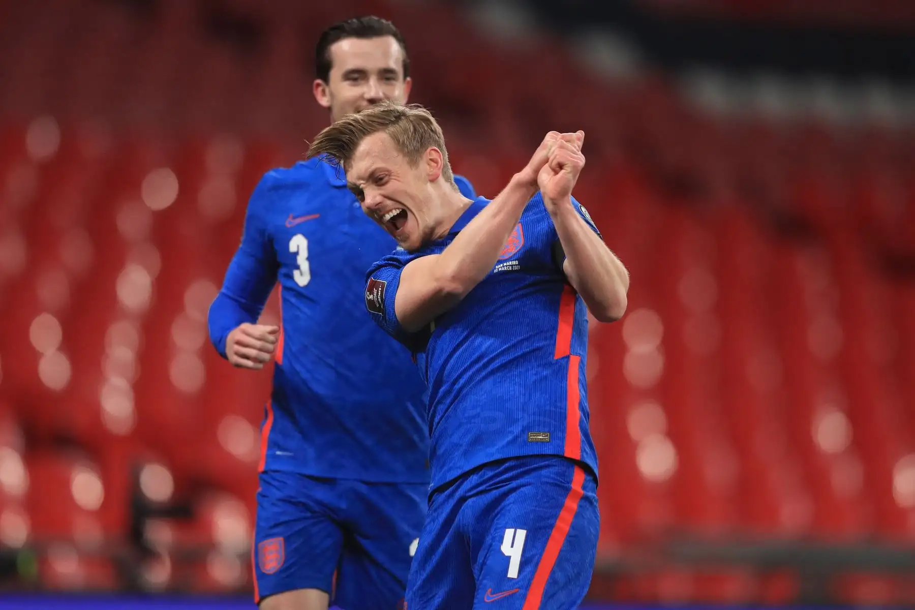 James Ward-Prowse de Inglaterra celebra el gol del primer gol de su equipo durante el partido de clasificación para la Copa Mundial de la FIFA 2022. Foto: EFE