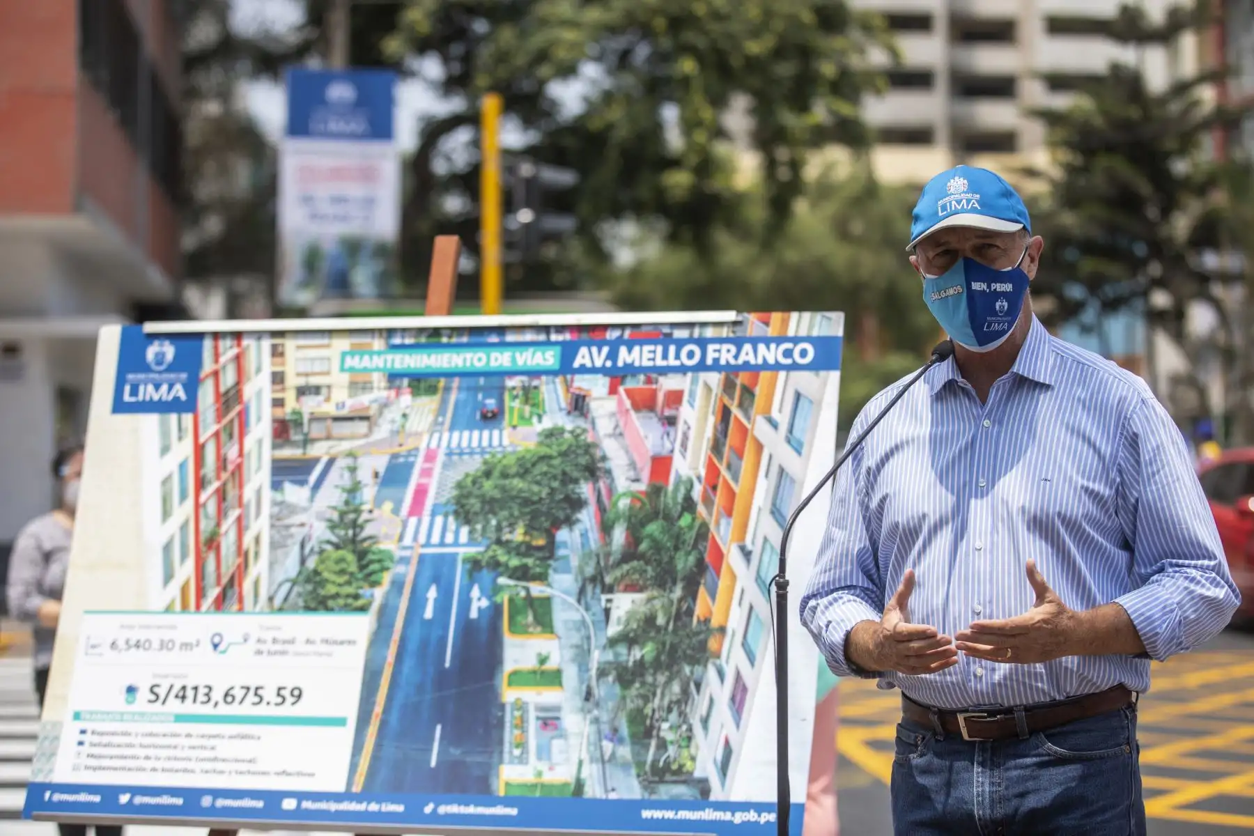 Alcalde Jorge Muñoz inaugura pistas en las calles Horacio Urteaga con Mello Franco en Jesús María. Foto: MML