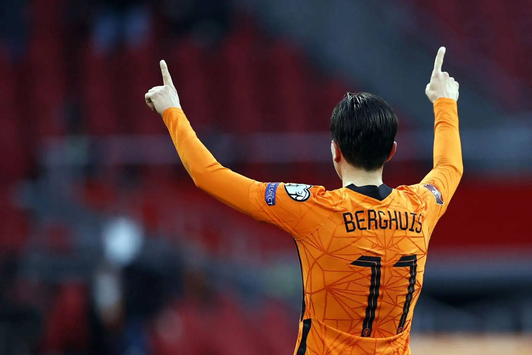 El delantero holandés Steven Berghuis celebra el 1-0 durante el partido del Grupo G de clasificación para la Copa del Mundo entre Holanda y Letonia en el Johan Cruijff Arena de Ámsterdam.
Foto : AFP