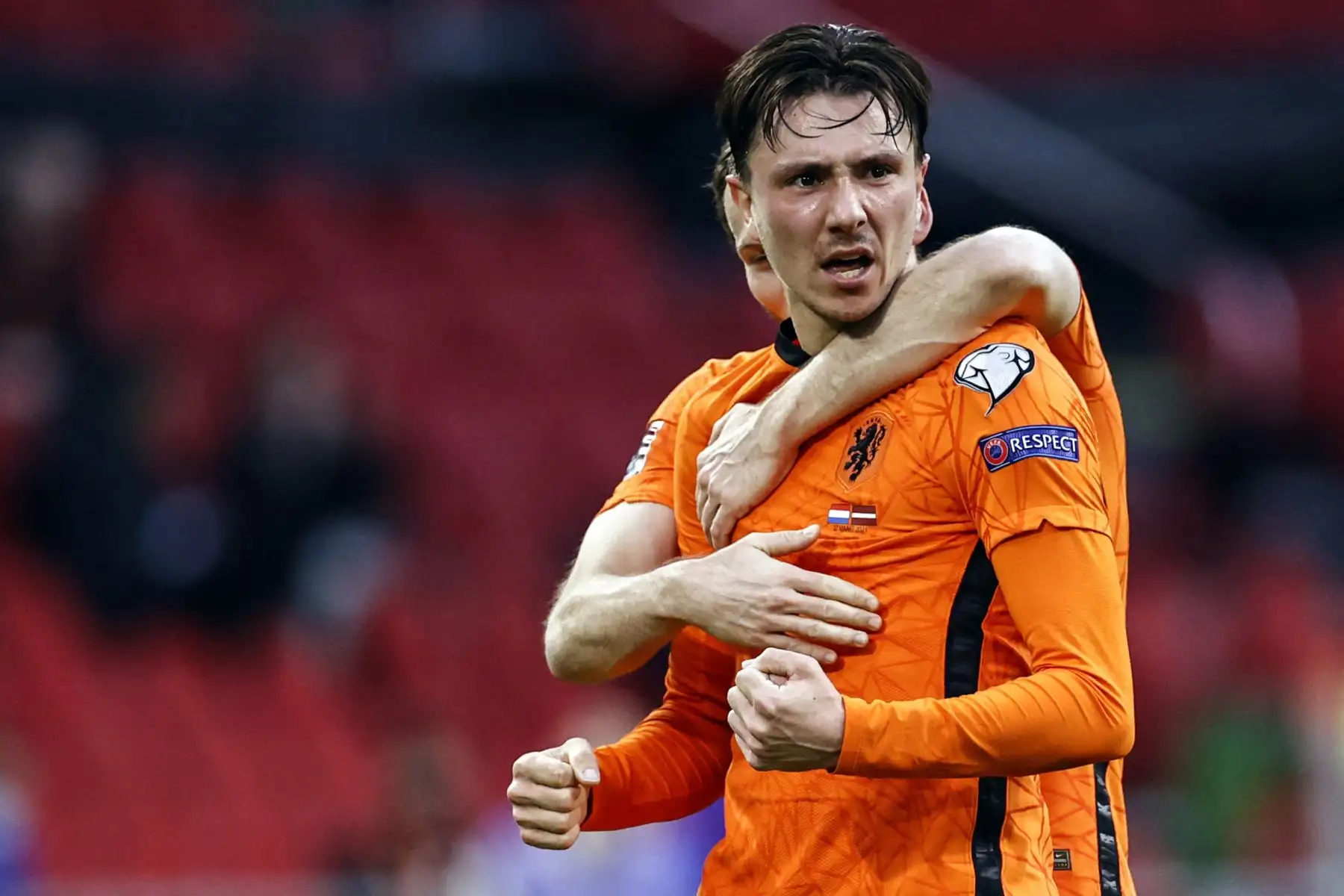 El delantero holandés Steven Berghuis celebra el 1-0 durante el partido del Grupo G de clasificación para la Copa del Mundo entre Holanda y Letonia en el Johan Cruijff Arena de Ámsterdam.
Foto: AFP