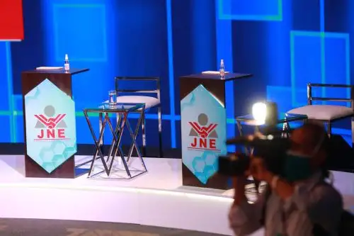 Imágenes  en los interiores  del Centro de Convenciones de Lima, donde se realizará el debate de los candidatos presidenciales, organizado por el Jurado Nacional de Elecciones. 
Foto: ANDINA/Carla Patiño Ramírez