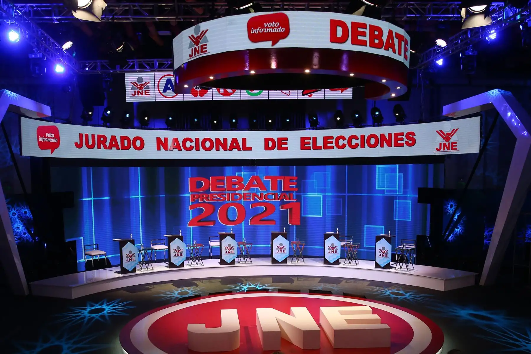 Interiores  del Centro de Convenciones de Lima, donde se realizará el debate de los candidatos presidenciales, organizado por el Jurado Nacional de Elecciones. Foto: ANDINA/Vidal Tarqui