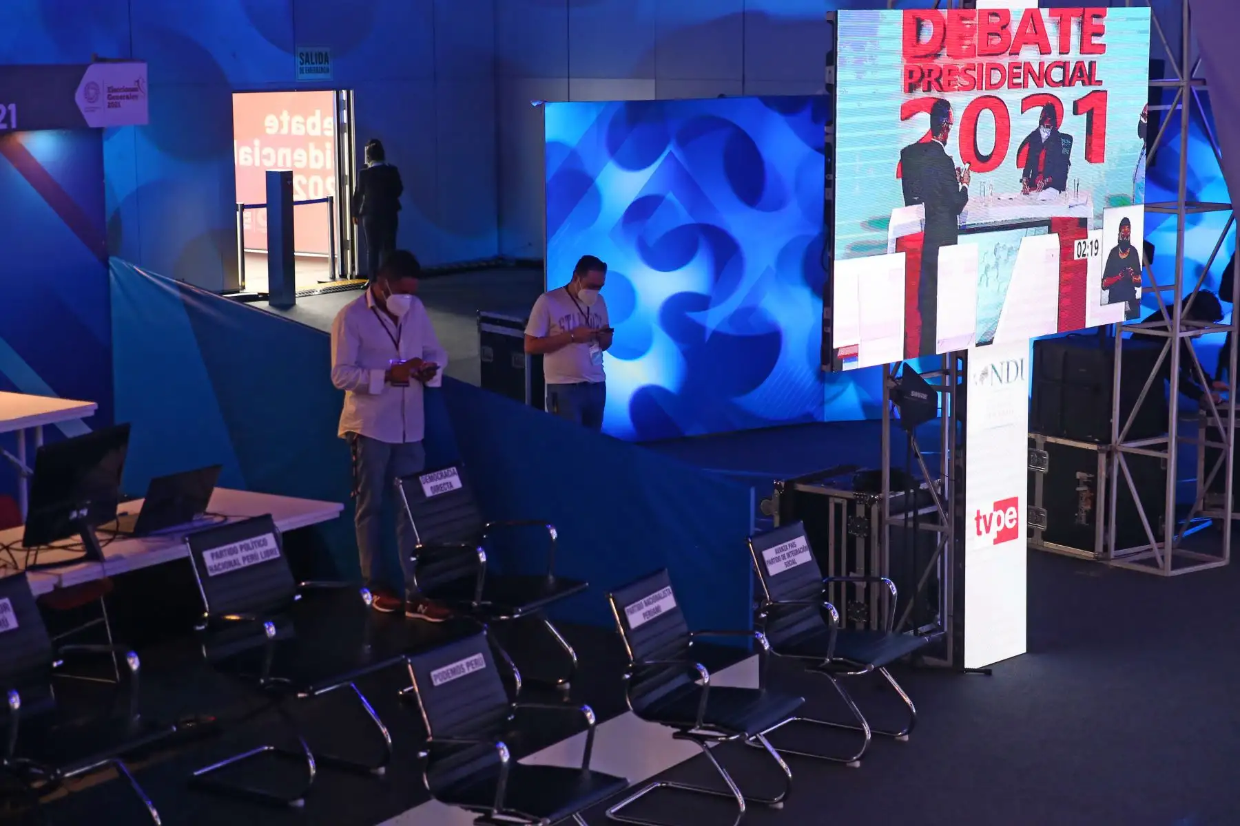 Interiores del Centro de Convenciones de Lima, donde se realizará el debate de los candidatos presidenciales, organizado por el Jurado Nacional de Elecciones. Foto: ANDINA/Vidal Tarqui