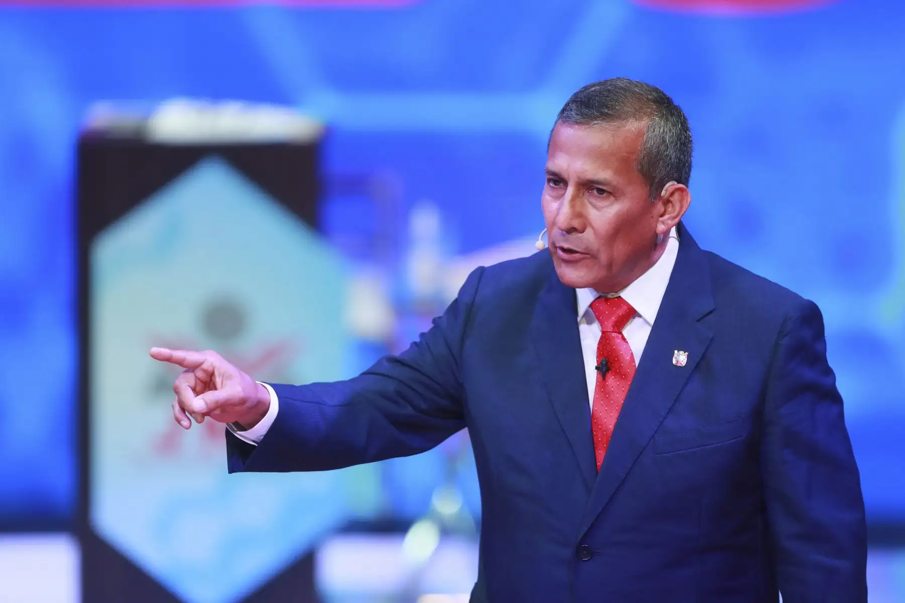 Ollanta Humala, del Partido Nacionalista Peruano participa en la segunda fecha del debate de candidatos presidenciales organizado por el Jurado Nacional de Elecciones (JNE), previo a los comicios generales del 11 de abril. 
Foto: ANDINA/Carla Patiño Ramírez