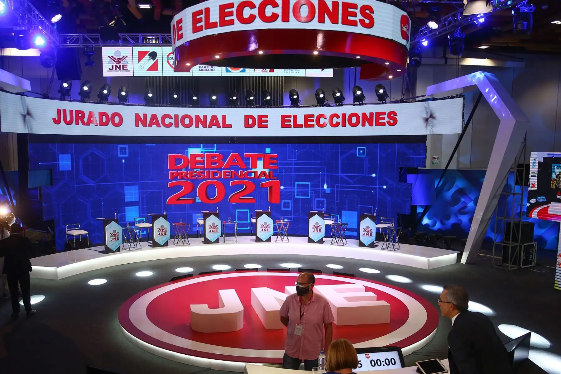 Interiores del Centro de Convenciones de Lima, donde se realizará el debate de los candidatos presidenciales, organizado por el Jurado Nacional de Elecciones. Foto: ANDINA/Vidal Tarqui