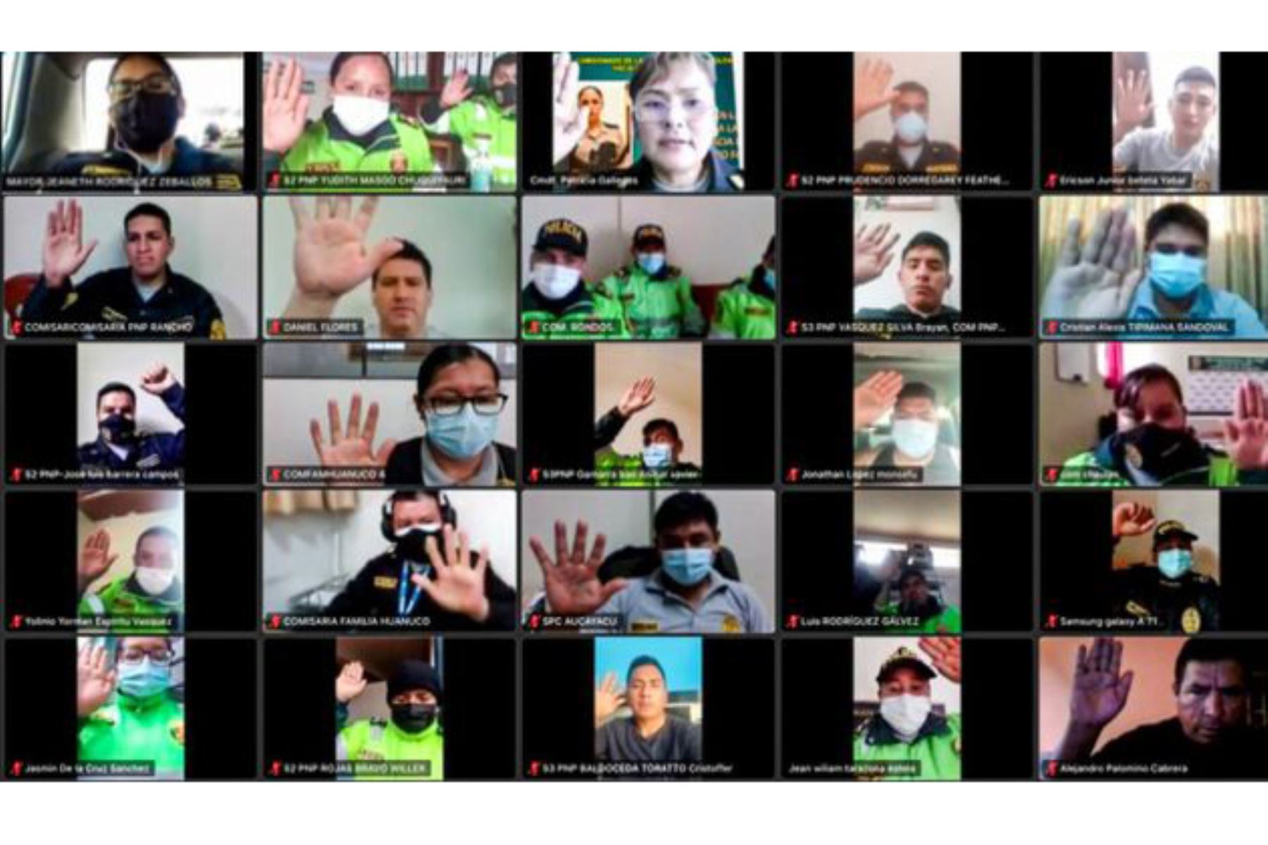 La instrucción virtual del Mininter contó con la participación de 120 agentes, entre mujeres y hombres. Fotos: ANDINA/Difusión