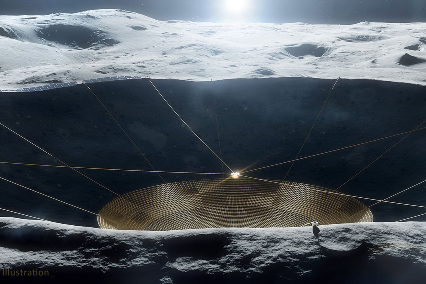 El proyecto Saptarshi Bandyopadhyay busca colocar un radiotelescopio en un cráter de la Luna.