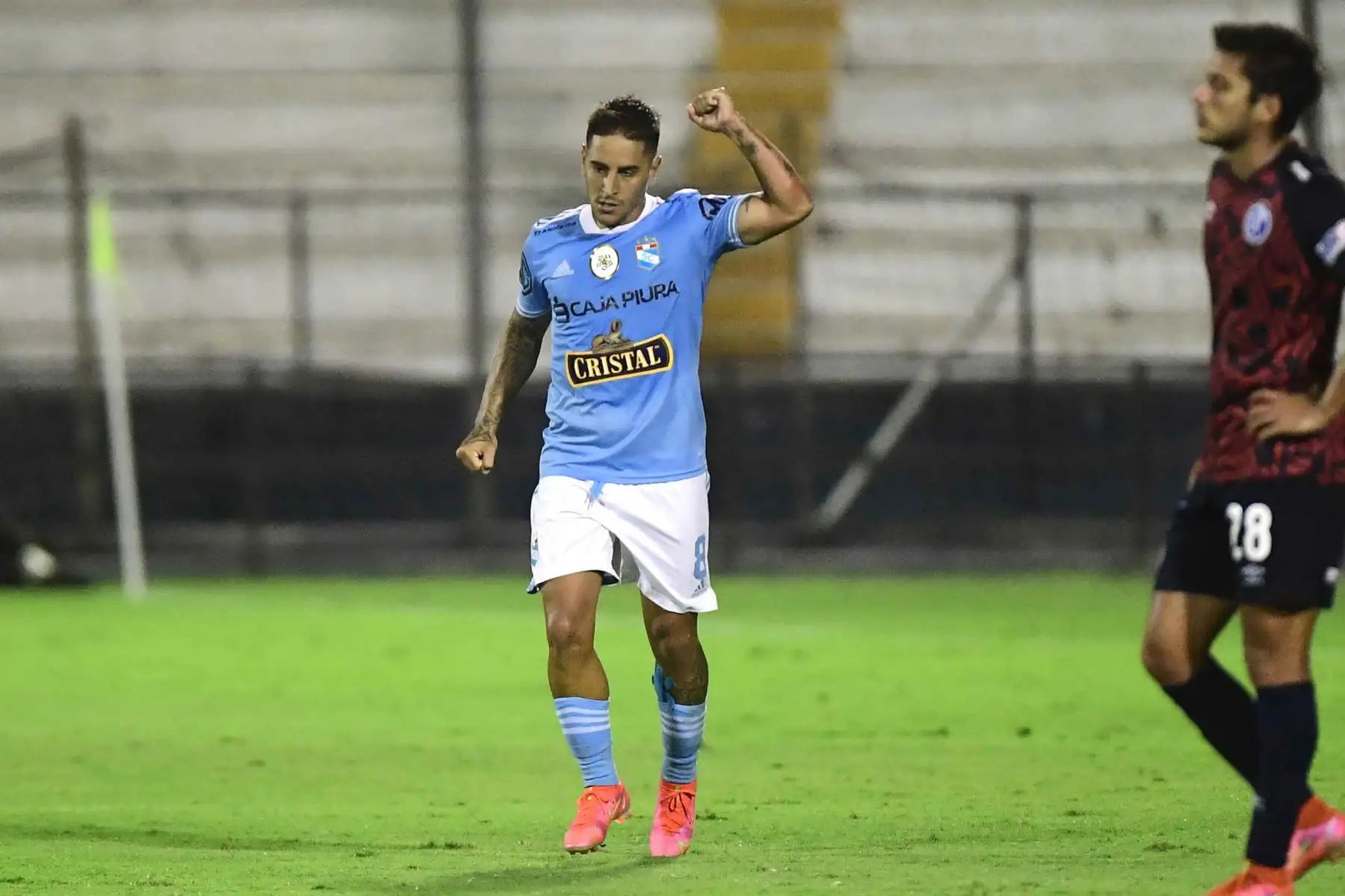 Alejandro Hohberg, Sporting Cristal celebra su gol ante Deportivo Municipal  por la cuarta  fecha de la Liga 1, en el estadio Alejandro Villanueva. 
Foto: Liga 1