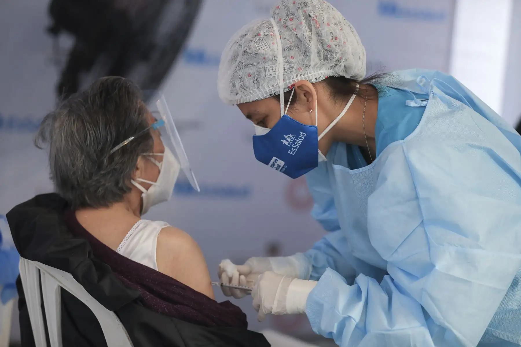 Essalud continúa con jornada de vacunación a adultos mayores en cinco lugares acondicionados: "Playa Miller", "Polideportivo de San Borja", "Real Felipe", "Plaza Norte" y "Parque de las Leyendas". Foto: ANDINA/Essalud