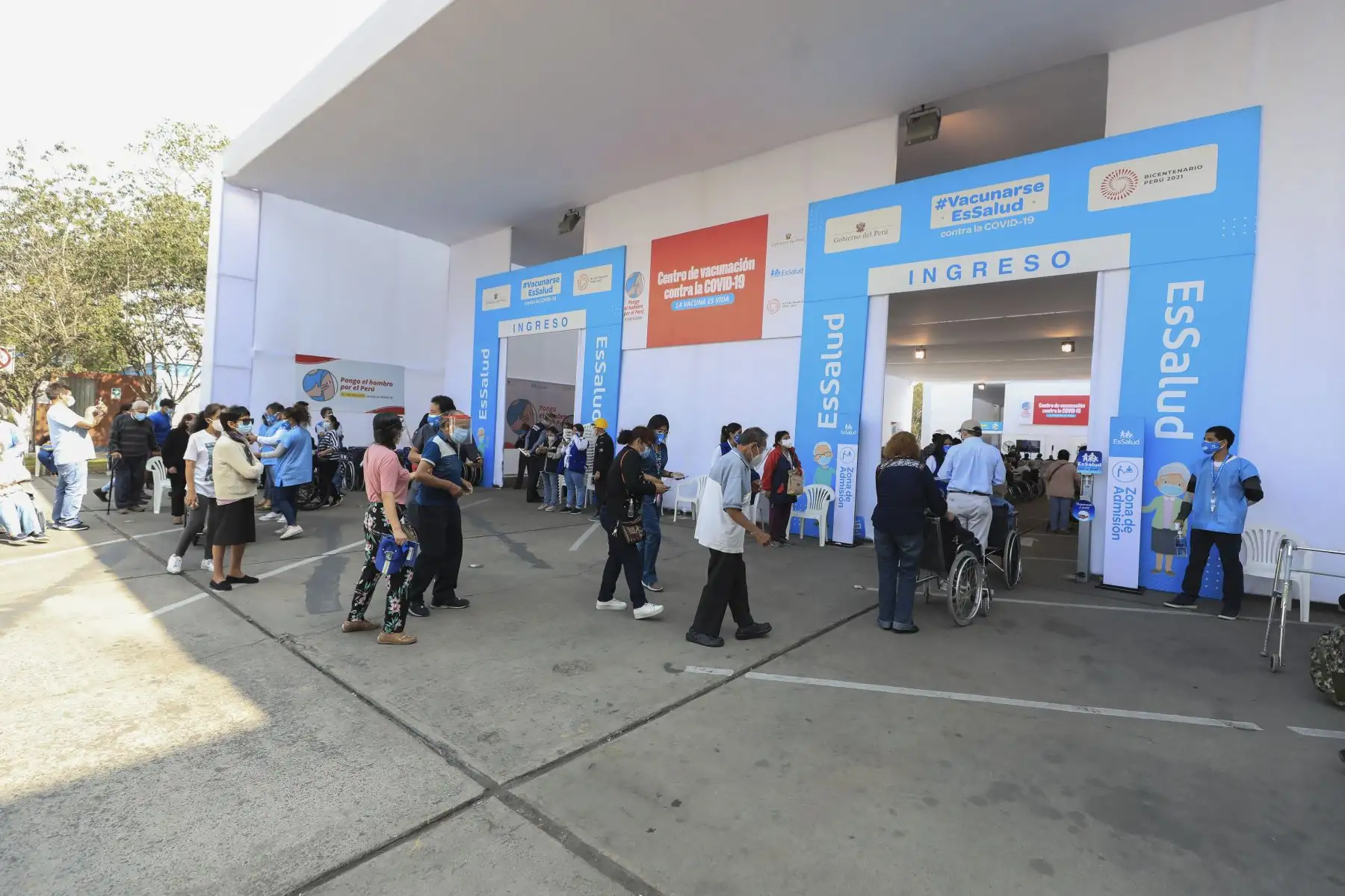 Essalud continúa con jornada de vacunación a adultos mayores en cinco lugares acondicionados: "Playa Miller", "Polideportivo de San Borja", "Real Felipe", "Plaza Norte" y "Parque de las Leyendas". Foto: ANDINA/Essalud