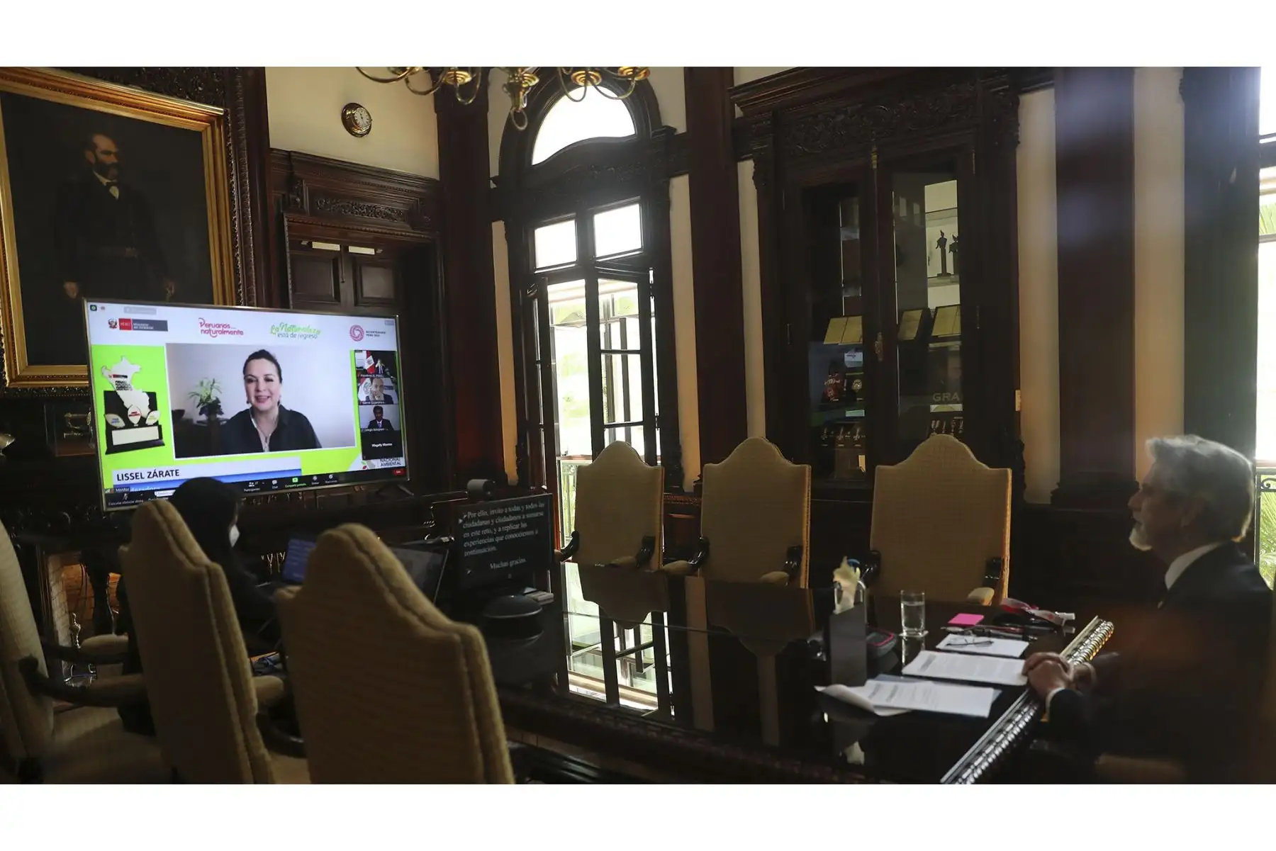 El presidente Francisco Sagasti junto al titular de ministerio del Ambiente, Gabriel Quijandría, llideró la ceremonia de reconocimiento a los ganadores y menciones honrosas del Premio Nacional Ambiental 2020. Foto: ANDINA/Prensa Presidencia