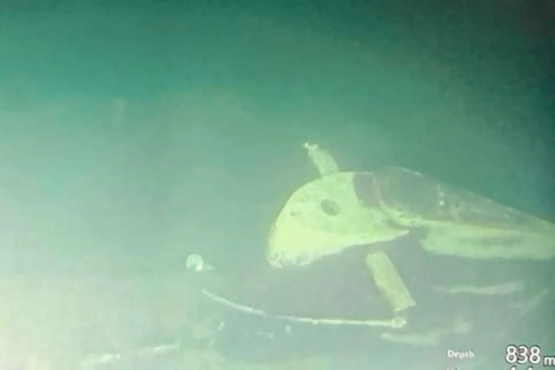 Esta foto del folleto tomada el 25 de abril de 2021 y publicada por el ejército de Indonesia muestra partes del submarino desaparecido que se encontró agrietado en el lecho marino en aguas de Bali.
Foto: AFP