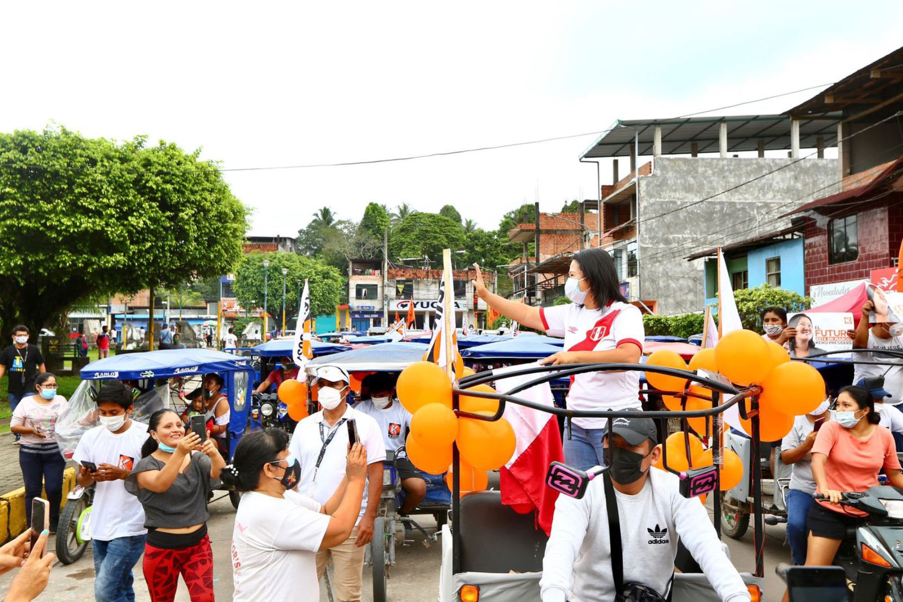 Candidata a la presidencia, Keiko Fujimori participa en caravana en la región Ucayali, como parte de su agenda en la campaña presidencial. 
Foto: ANDINA/Difusión
