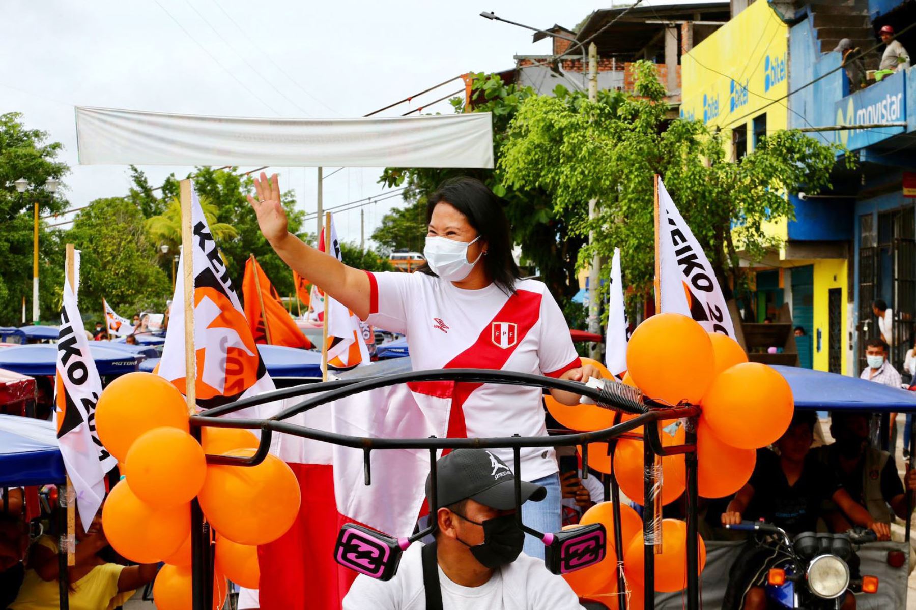 Candidata a la presidencia, Keiko Fujimori participa en caravana en la región Ucayali, como parte de su agenda en la campaña presidencial. 
Foto: ANDINA/Difusión
