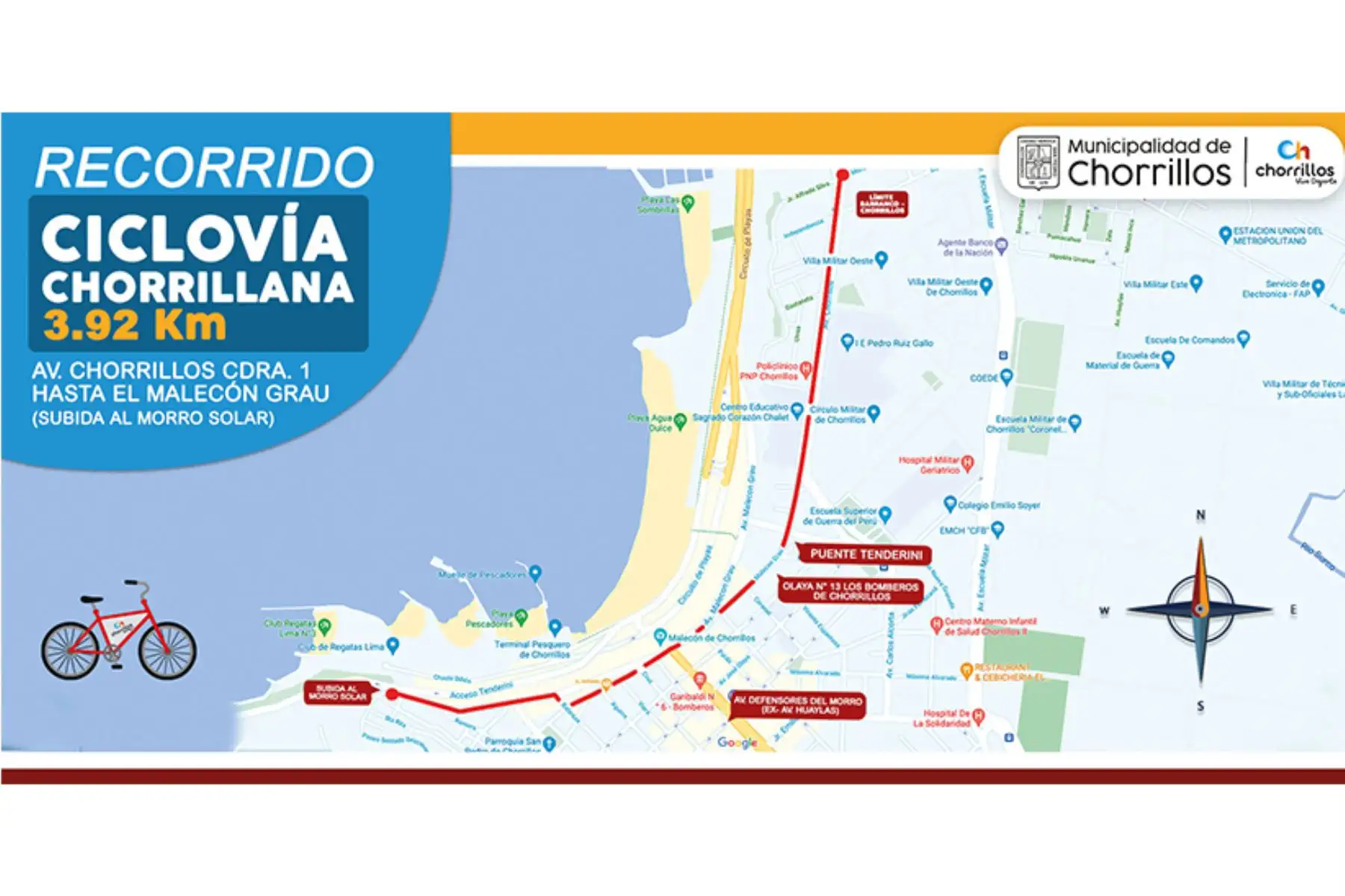 El alcalde de la Municipalidad de Chorrillos Mg. Augusto Miyashiro, entregó a sus vecinos una moderna ciclovía, de 3.92 km de extensión, acto que contó con la presencia del alcalde de Lima Jorge Muñoz Wells. Foto: Municipalidad de Lima
