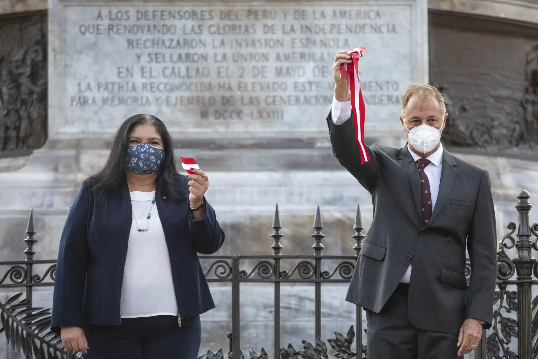 El alcalde de Lima, Jorge Muñoz, participa en la participa en la entrega del monumento a la victoria del Dos de Mayo, uno de los más altos e importantes de la ciudad. Los trabajos de recuperación de la escultura son parte del Plan Maestro del Centro Histórico de Lima. Foto: ANDINA/Municipalidad de Lima