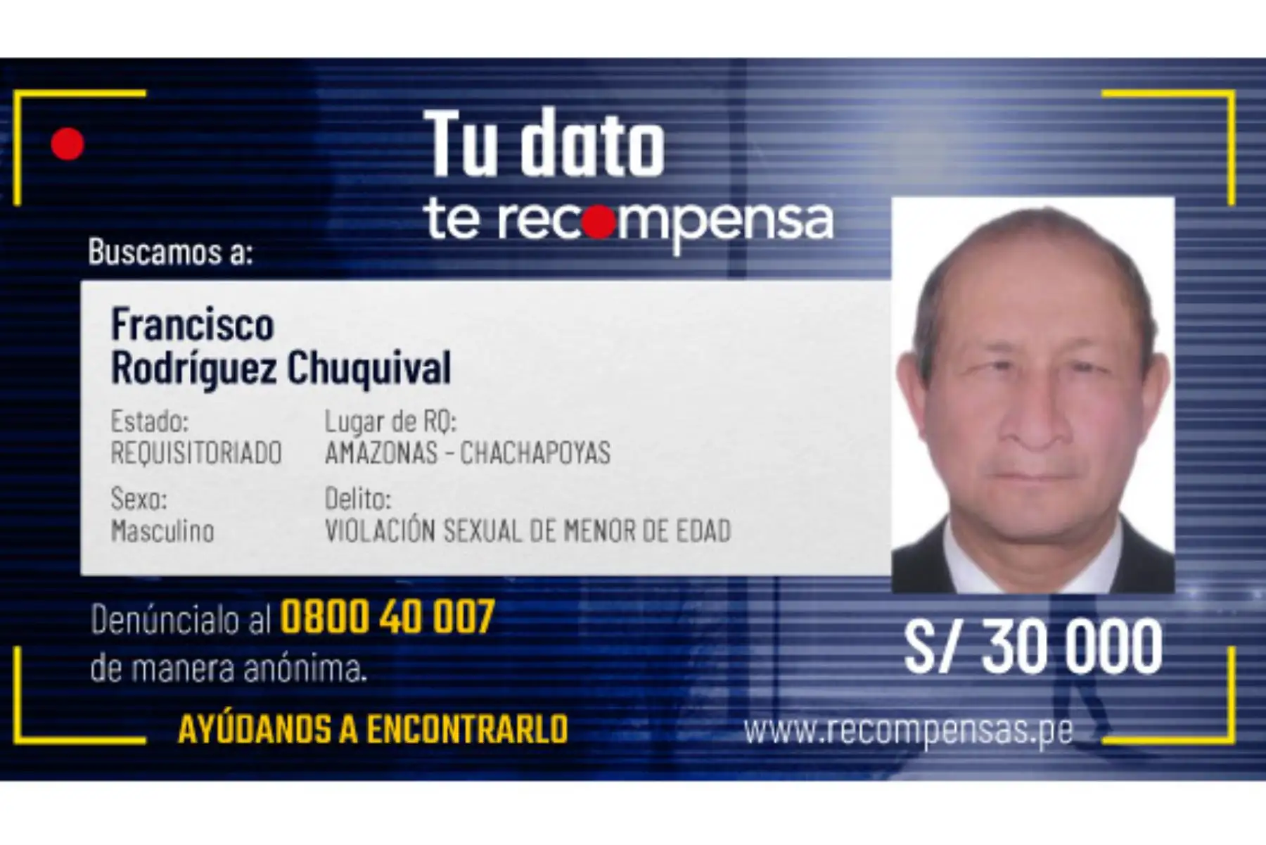 Francisco Rodríguez Chuquival (67) y Moisés Catpo Vallejos (78) tienen órdenes de captura, acusados de haber ultrajado a menores de edad. Foto: ANDINA/Mininter