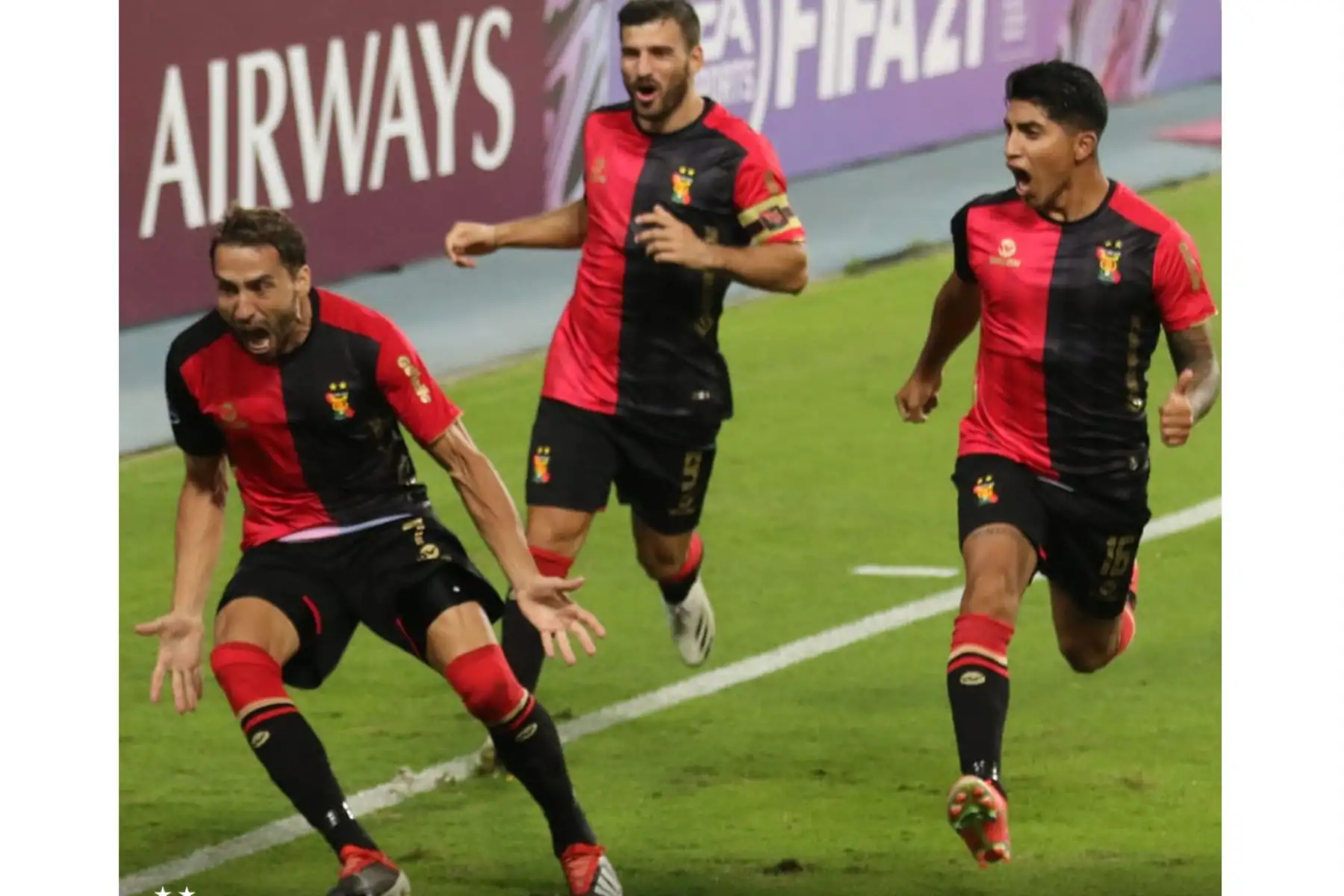 Cristian Bordacahar de Melgar celebra su  gol anotado ante el  Atlético Paranaense de Brasil  por Copa Sudamericana  en Lima .
Foto: @MelgarOficial