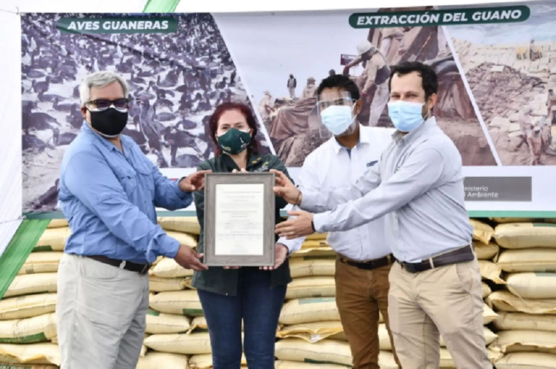 Agro Rural, unidad ejecutora del Ministerio de Desarrollo Agrario y Riego (Midagri), recibió de CAAE América, entidad certificadora especializada en producción agrícola y orgánica, ocho  certificados orgánicos al guano de las islas, lo que ayudará a promover la competitividad y la agroexportación. Foto: Agro Rural