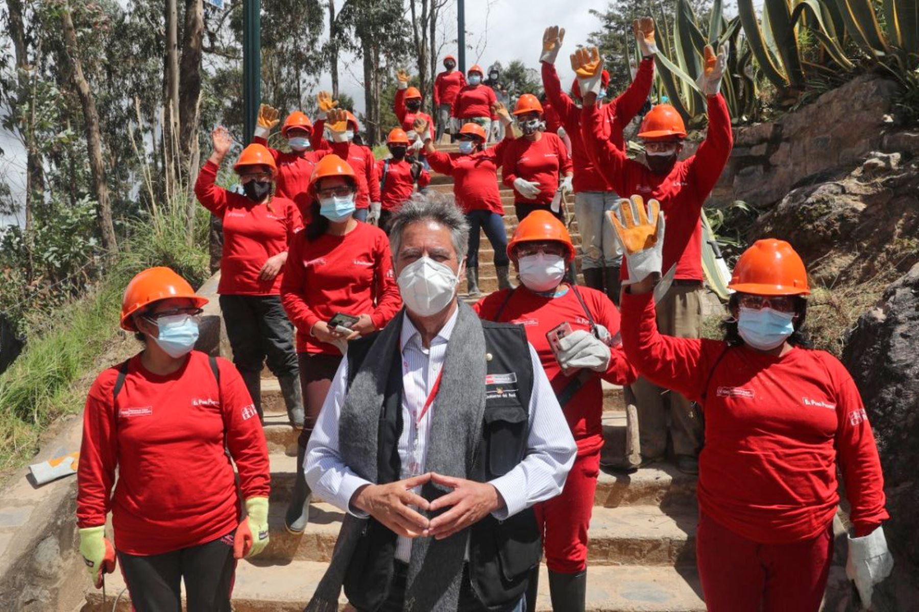 El presidente Francisco Sagasti, inspeccionó el funcionamiento del programa Trabaja Perú en la región Amazonas. Foto: Presidencia