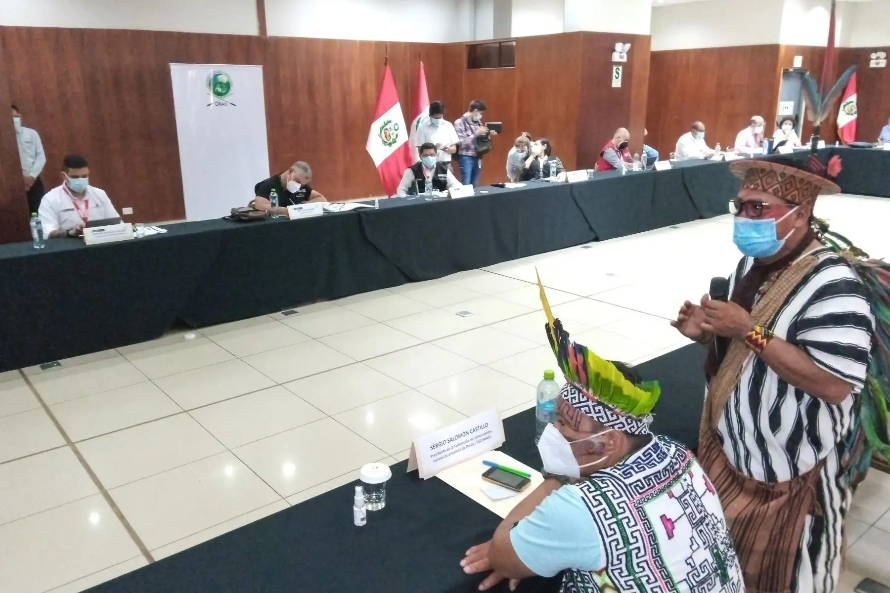 El ministro del Interior, José Elice, junto a titulares del Minjus, Minam y Mimp, participan con organizaciones indígenas en marco de la implementación del mecanismo intersectorial para la protección de las personas defensoras de DD.HH. Foto: ANDINA/Ministerio del Interior