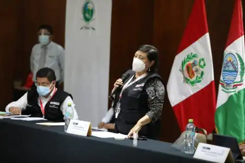 Ministra Silvia Loli expone durante una sesión de trabajo en la región Ucayali. ANDINA/Difusión