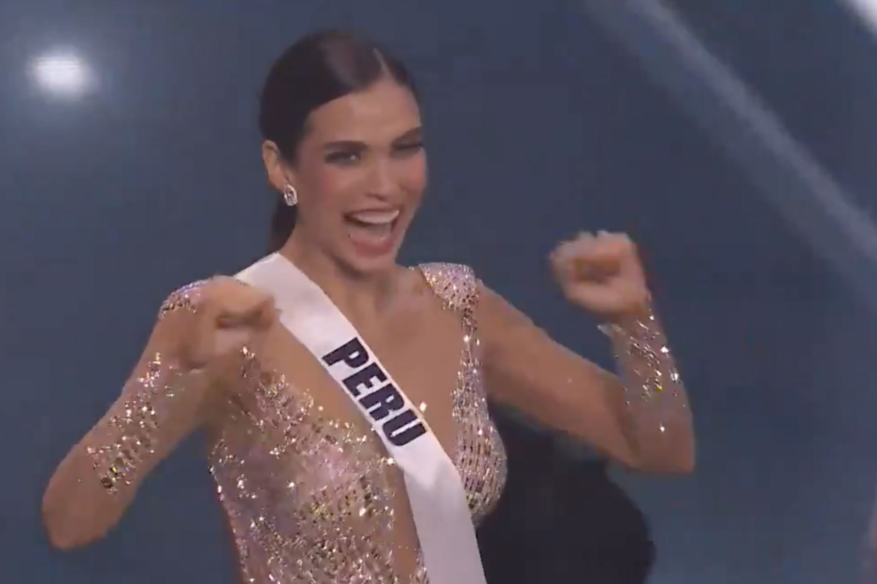 Emoción de Miss Perú Janick Maceta al ser seleccionada como una de las 5 finalistas en el Miss Universo. ANDINA/Difusión