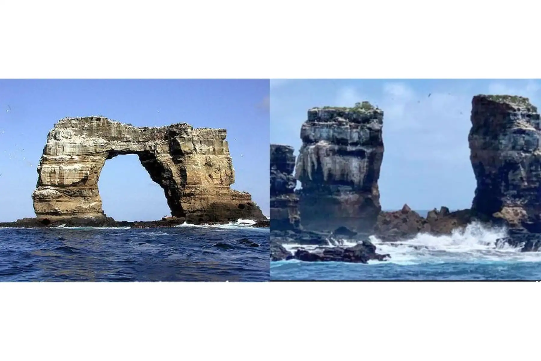 La formación rocosa, considerada uno de los mejores lugares para practicar el buceo, cedió a "consecuencia de la erosión natural", mencionó la autoridad. Foto: Ilustración con fotos del Internet