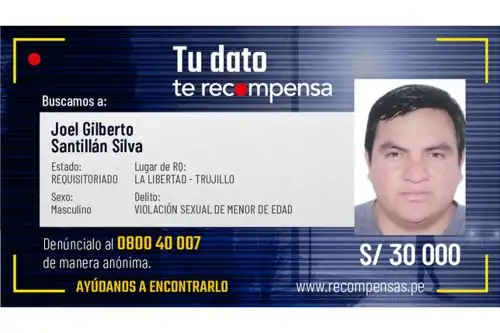 El Programa de Recompensas ofrece 30,000 soles a quien brinde información relevante que permita su ubicación y captura. Foto: ANDINA/Difusión