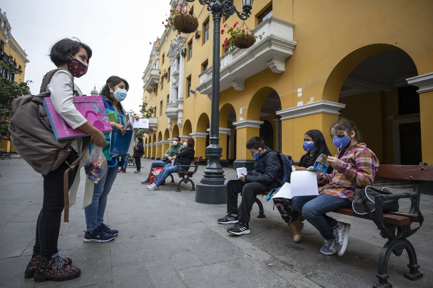 Niños guardianes del Patrimonio Cultural de Lima visitan obras de peatonalización. Foto: Municipalidad de Lima