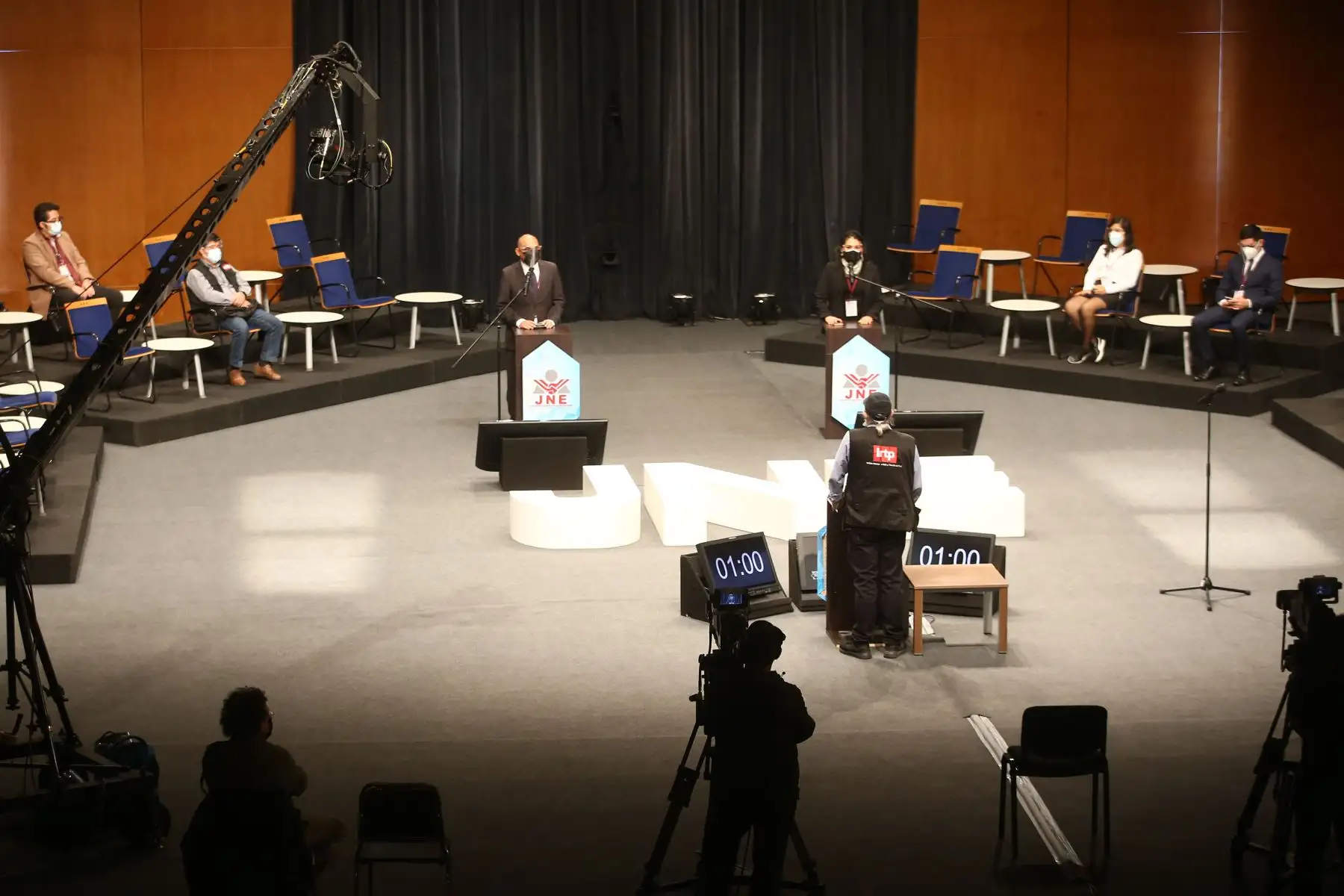 Interiores del Gran Teatro Nacional, donde se realizará el debate entre los equipos técnicos de los partidos Fuerza Popular y Perú Libre con miras a la segunda vuelta, organizado por el Jurado Nacional de Elecciones. 
Foto: ANDINA/Vidal Tarqui