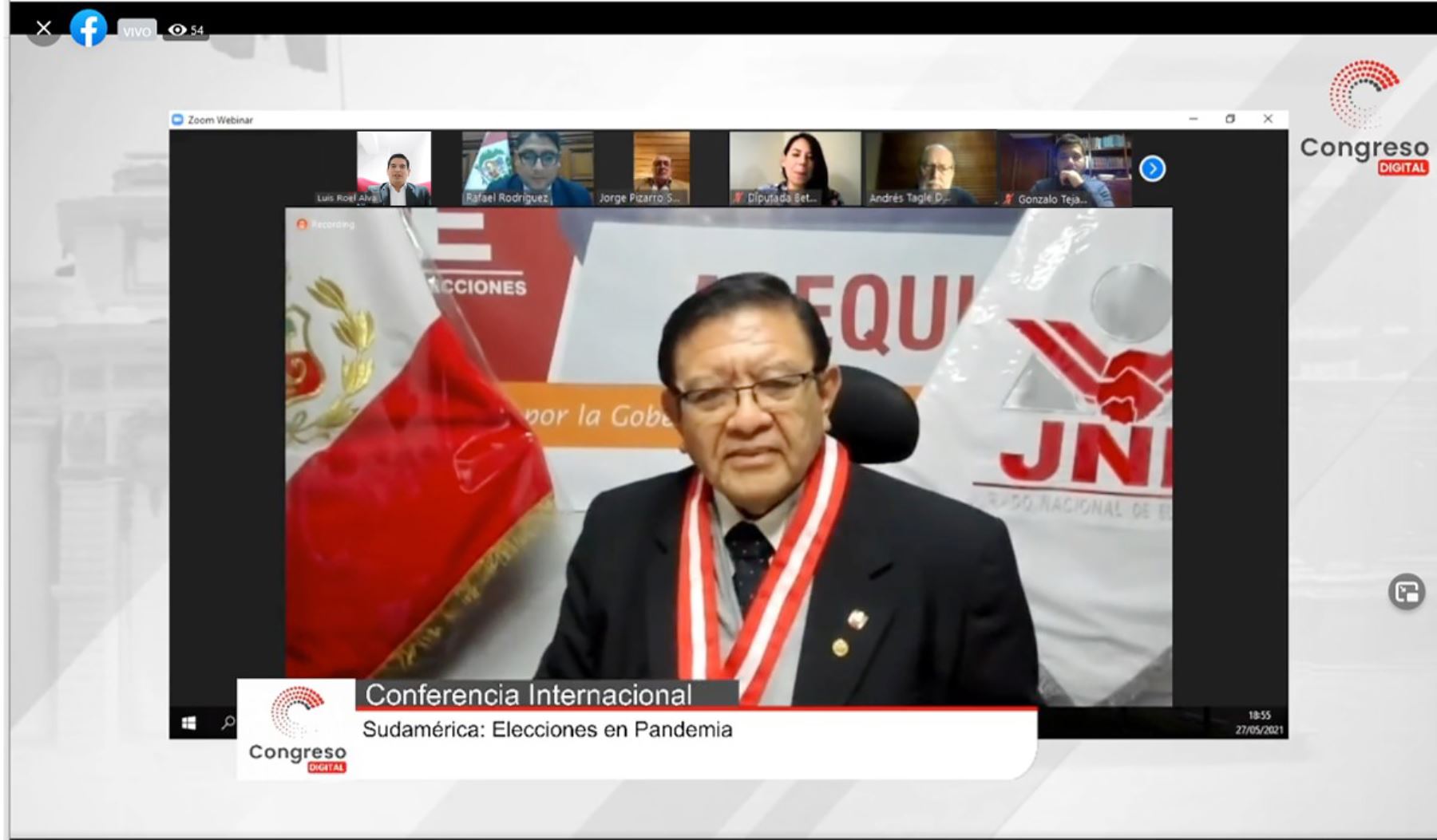 El presidente del JNE, Jorge Luis Salas, participó en un foro internacional virtual.