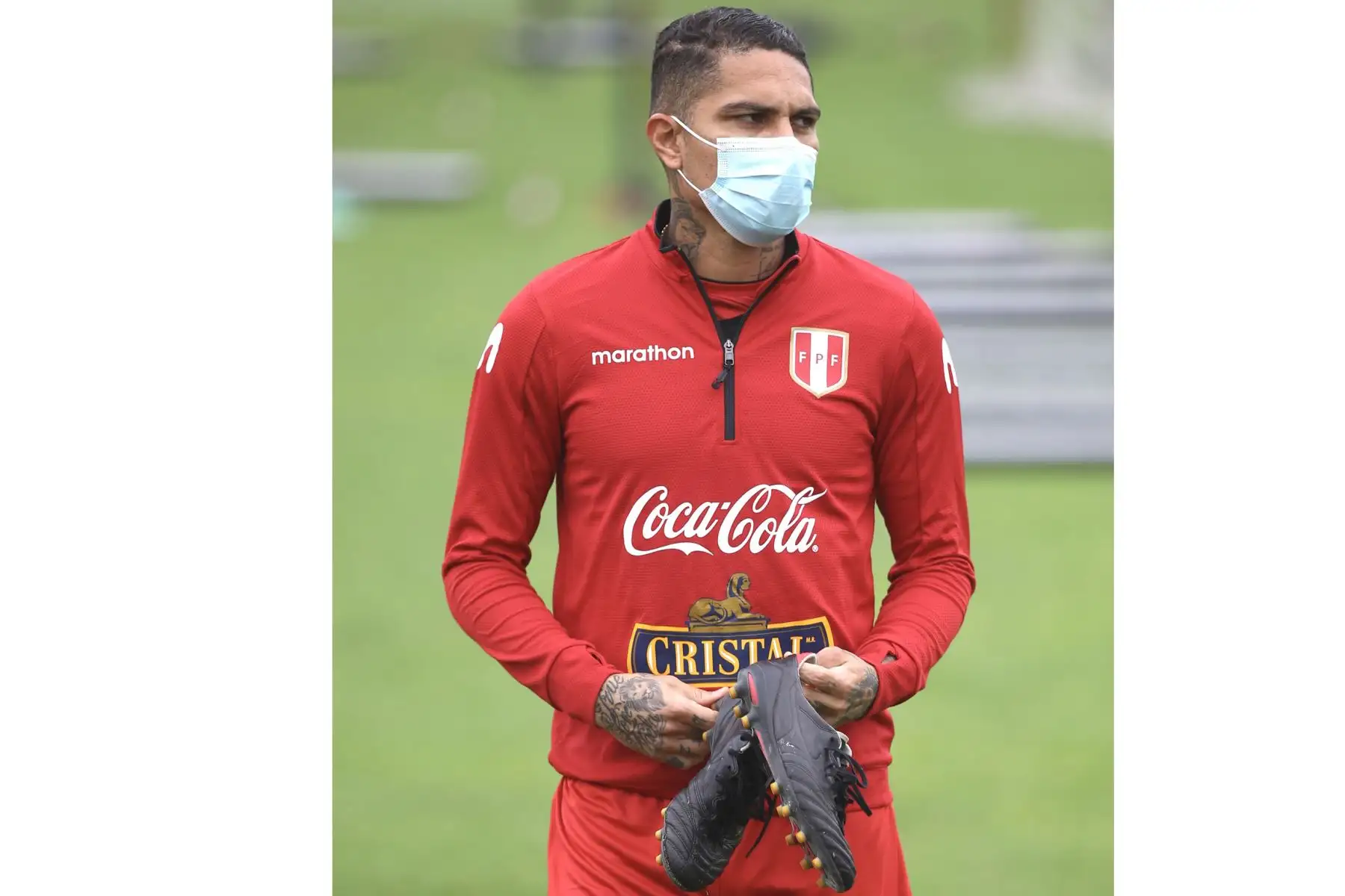 Paolo Guerrero de la Selección peruana realiza entrenamientos en la Videna con miras al partido frente a Colombia por las clasificatorias sudamericanas Qatar 2022. Foto: FPF