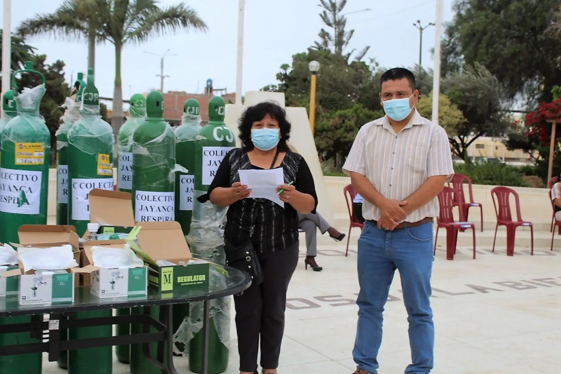 Municipalidad distrital de Jayanca, en Lambayeque, recibió una donación de 20 balones de oxígeno medicinal. Foto: ANDINA/Difusión