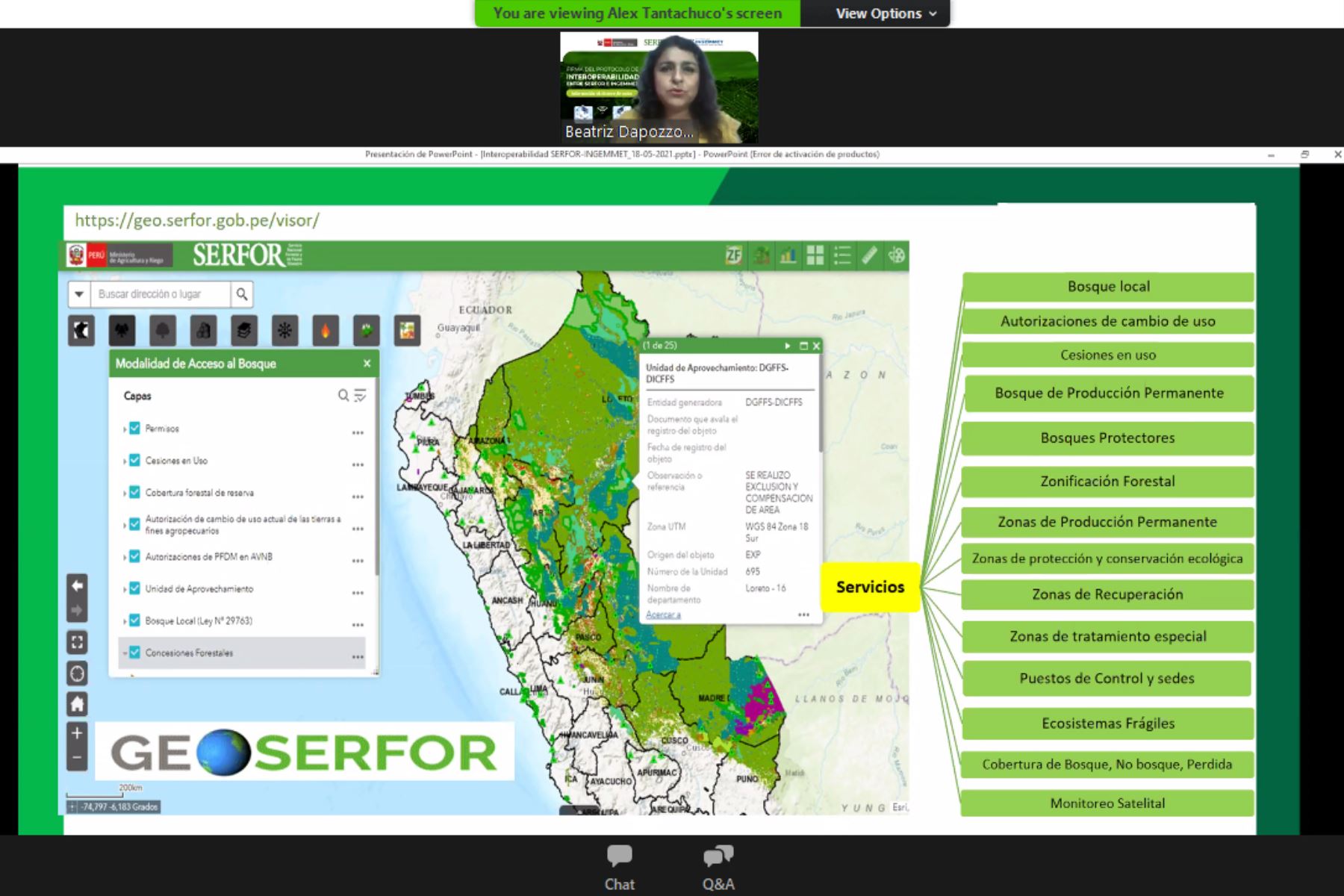La interoperabilidad asegura la calidad y disponibilidad de la información geográfica para la gestión de los recursos forestales y de fauna silvestre. Foto: ANDINA/Serfor