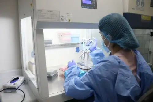 Las muestras de ADN se obtienen de una toma de sangre periférica, es decir del brazo, y luego se lleva al laboratorio molecular en donde pasa por un proceso de transformación hasta convertirse en un líquido transparente que se guarda en tubos pequeños y se almacena dentro de un ultra congeladora. ANDINA/ Minsa