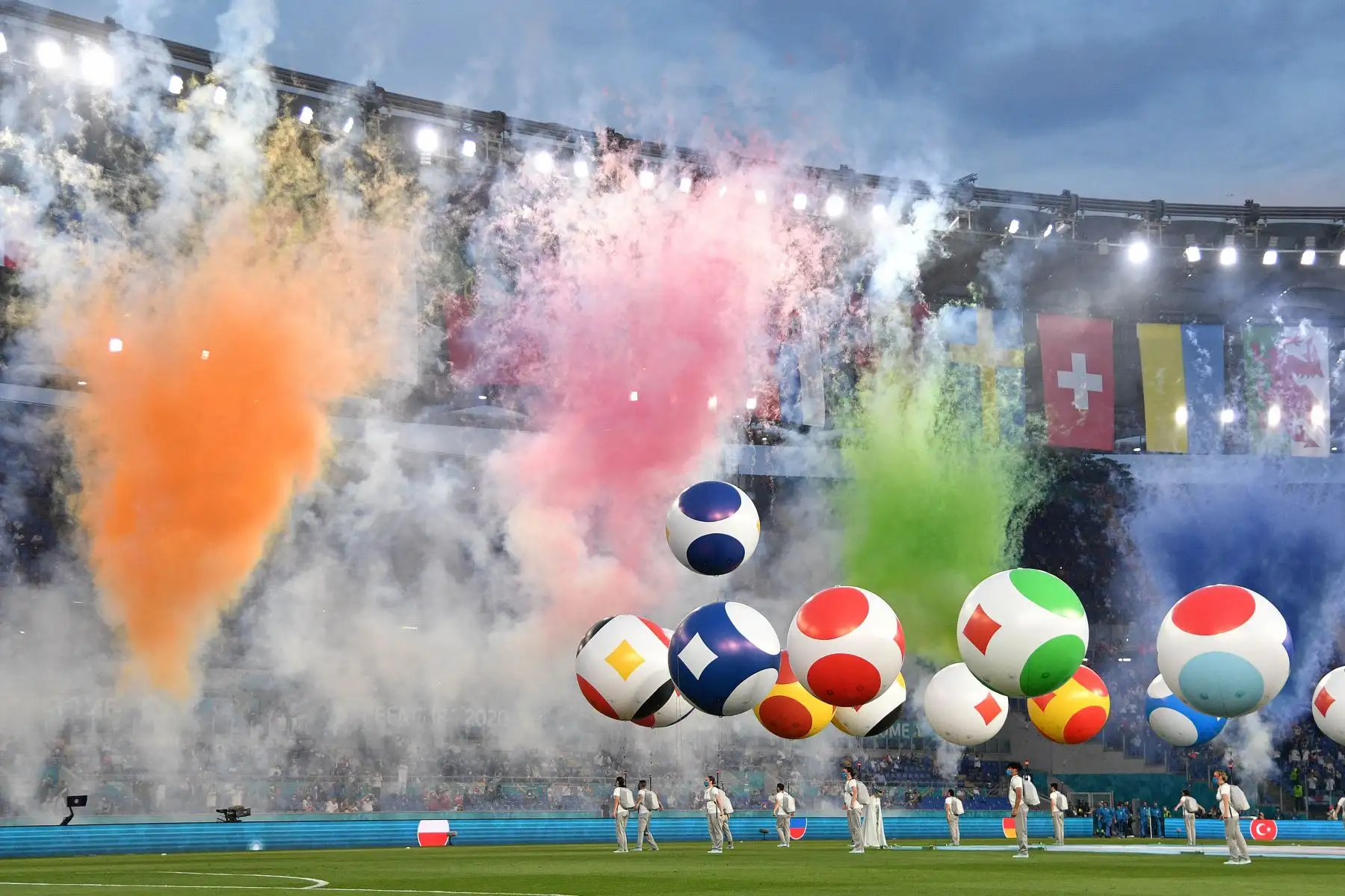 Ceremonia de apertura del Campeonato Europeo de Fútbol de la UEFA Euro 2020 2021, antes del inicio de la competencia Turquía vs Italia. Foto: AFP
