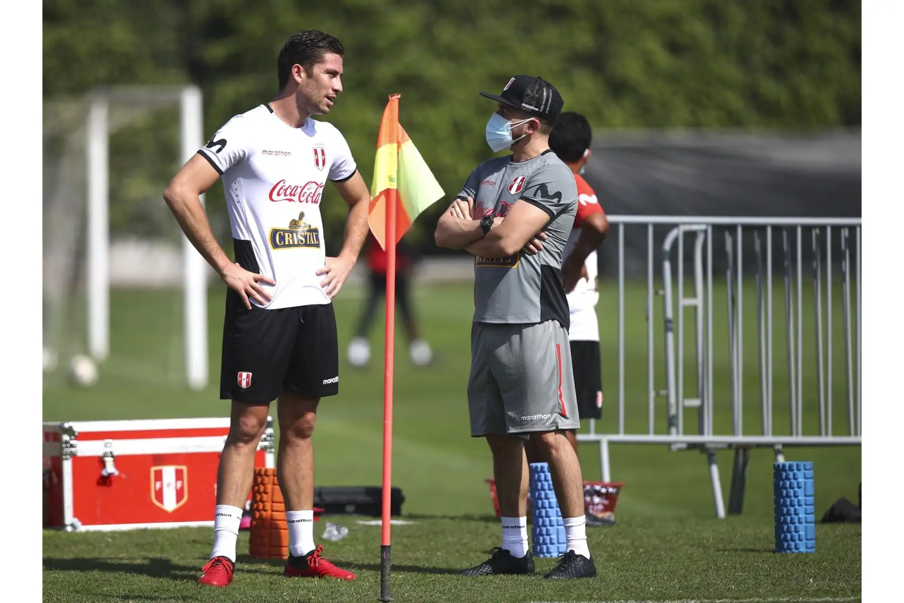 La Selección Peruana de Fútbol entrenó por última vez en Videna, previo al viaje a Brasil de esta tarde para participar de la Copa América 2021 donde debuta ante Brasil este jueves. Foto: FPF