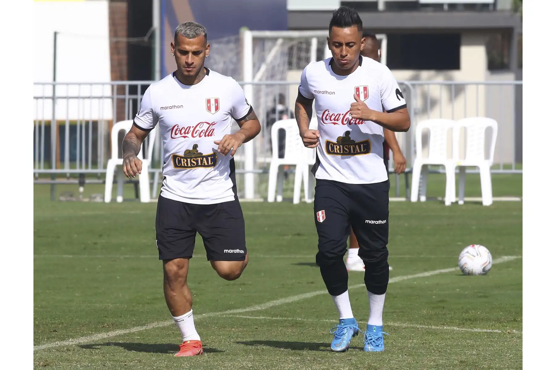 La Selección Peruana de Fútbol entrenó por última vez en Videna, previo al viaje a Brasil de esta tarde para participar de la Copa América 2021 donde debuta ante Brasil este jueves. Foto: FPF
