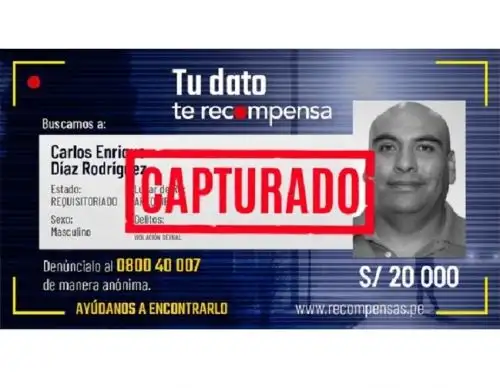 Policía capturó a Enrique Díaz Rodríguez quien enfrenta una requisitoria por el delito de feminicidio en Arequipa.