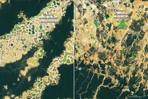 La información esencial acerca de la minería aurífera está disponible a través de la Herramienta de Monitoreo de Minería con Radar (RAMI, por sus siglas en inglés).  (Foto: NASA)