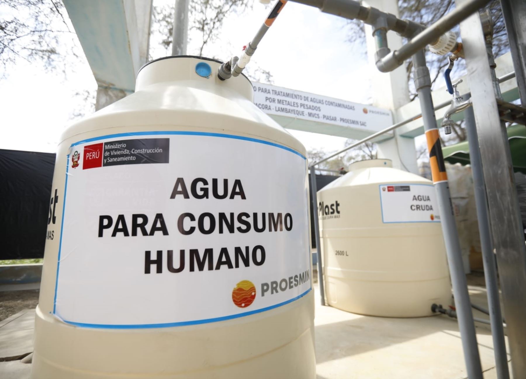 El Ministerio de Vivienda destacó que la nueva planta piloto instalada en Pacora logró remover y reducir la presencia de arsénico en el agua y garantizar su calidad para el consumo humano. ANDINA/Difusión