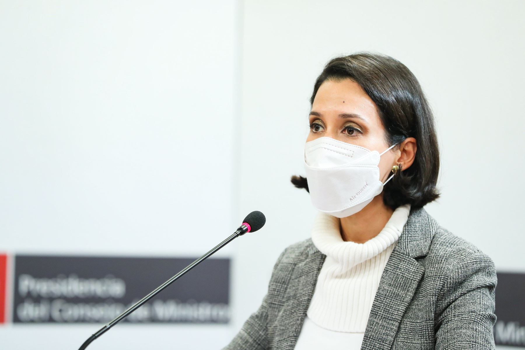 El Ministro del Interior, José Elice, junto a la ministra de Comercio Exterior, Claudia Cornejo, Ofrecieron una conferencia de prensa sobre los avances frente a pandemia y anuncios sobre la coyuntura nacional. Foto: ANDINA/PCM